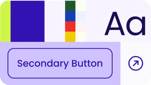 Design-system colour ramps, type specimen and a button component.