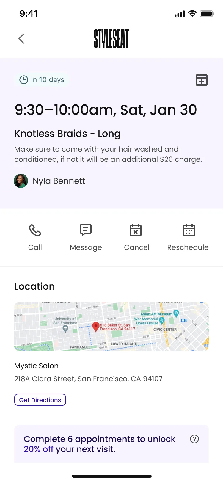 Client appointment details