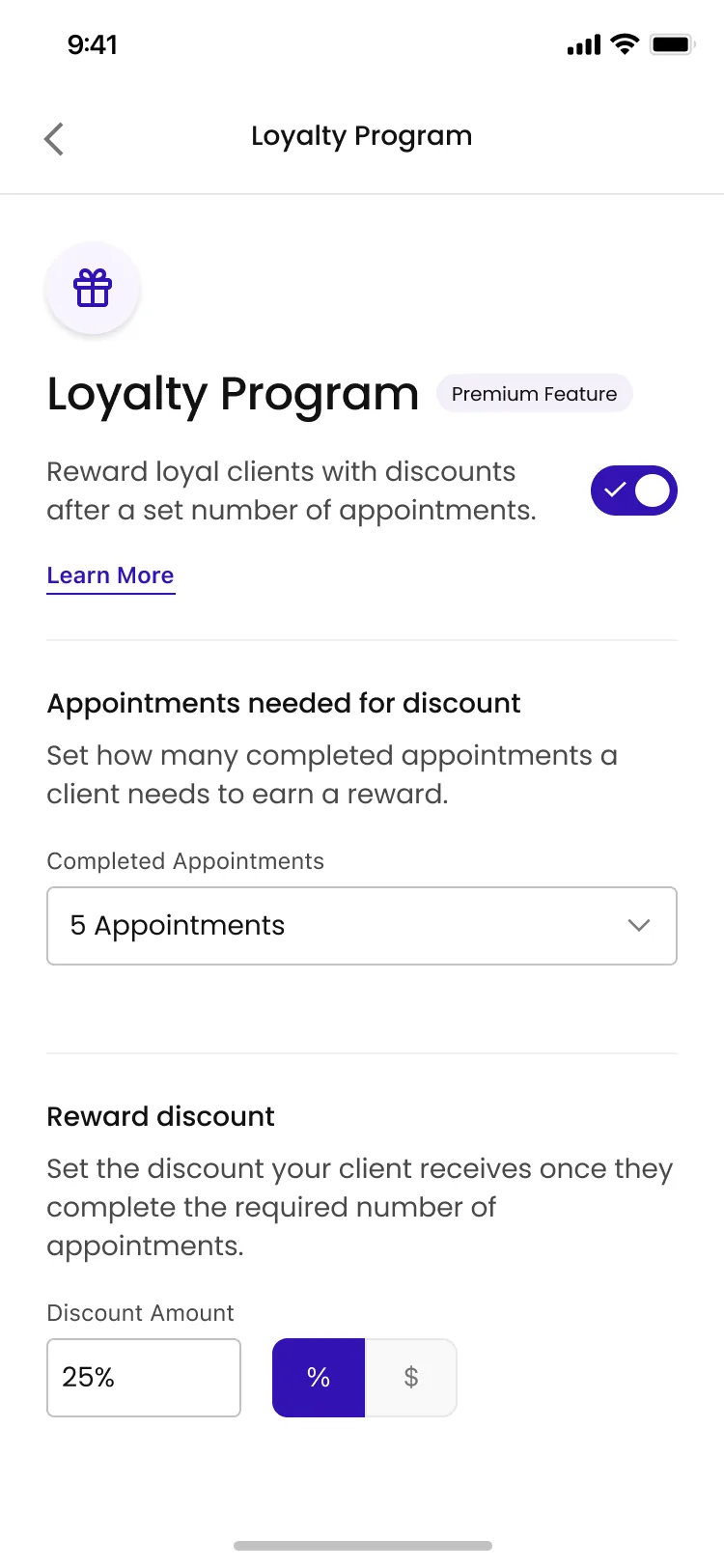 Stylist loyalty settings